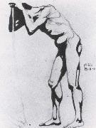 Egon Schiele Standing male nude leaning or a scythe oil painting
